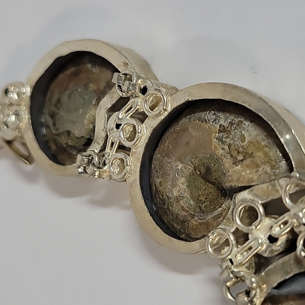 Chunky Boho Hippie Ammonite Fossil Shell Necklace with Citrine Accents - Picture 14 of 17